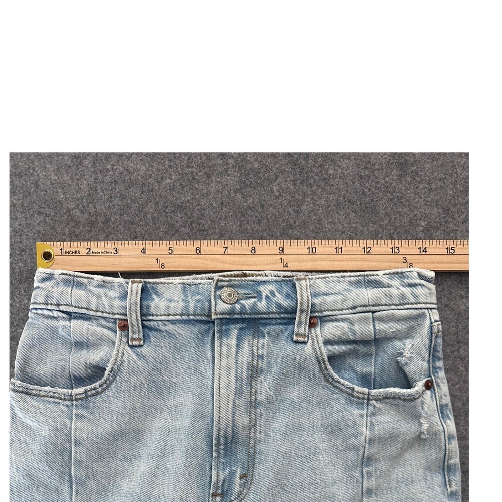 Abercrombie & Fitch Jeans 28/6R Blue Ultra High Rise 90s Straight Split Hem Y2K - Picture 4 of 13